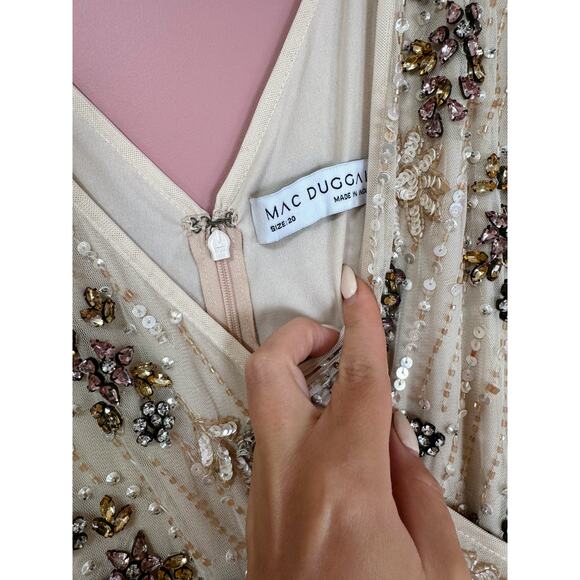 NEW NWT Mac Duggal Cap Sleeve Embellished Dress in Blush STYLE 93575 Size 20 - Picture 10 of 15
